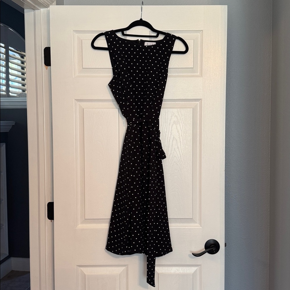 Elle Black and White Polka Dot Midi Dress